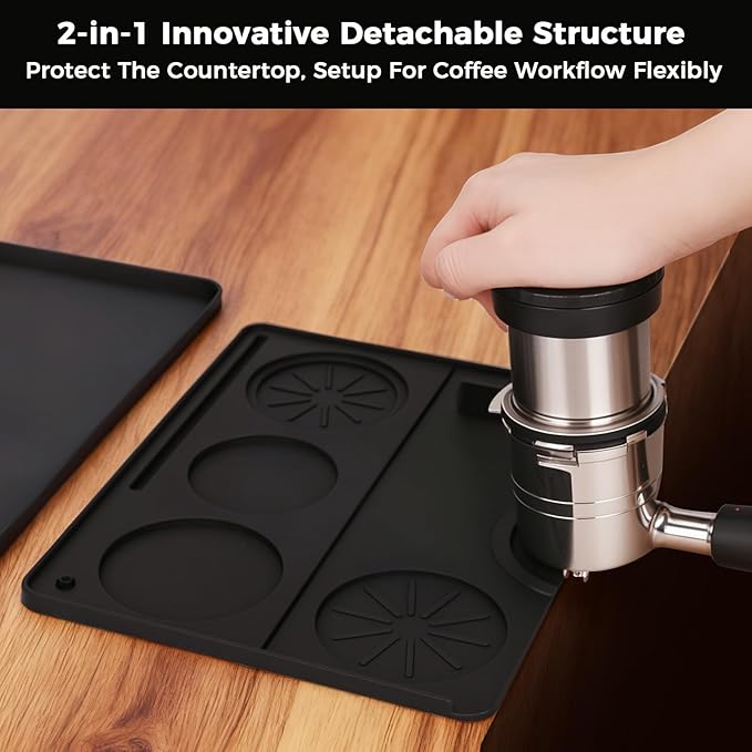 Silicone Coffee Mat for Ninja Luxe Espresso Machine ES601 – Large Anti-Slip Heat-Resistant Coffee Bar Mat for Ninja luxe Cafe Accessories and Most Home Espresso Machines with Convex Edge Black