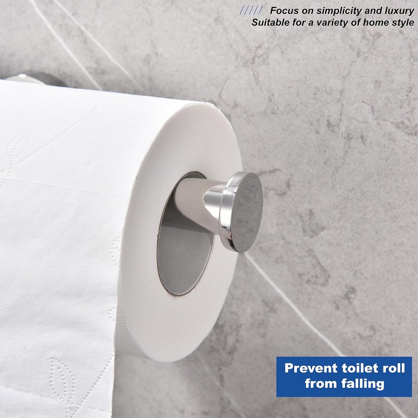 TASTOS Toilet Paper Holder SUS304 Stainless Steel Round Size Polished Chrome 2 Pack