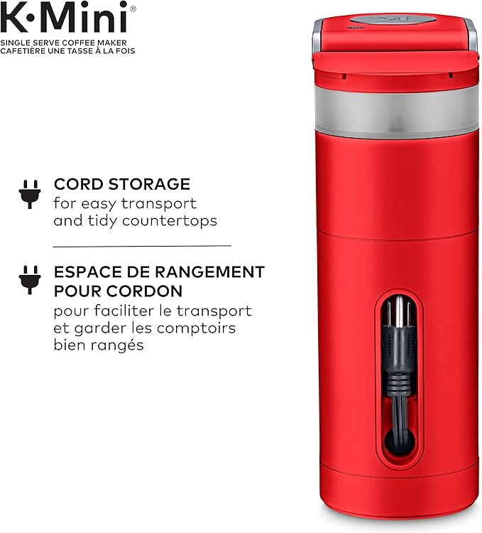 Keurig K-Mini Single Serve K-Cup Pod Coffee Maker, Featuring An Ultra-sleek Design, Poppy Red, 13.19in x 5.55in x 14.37in