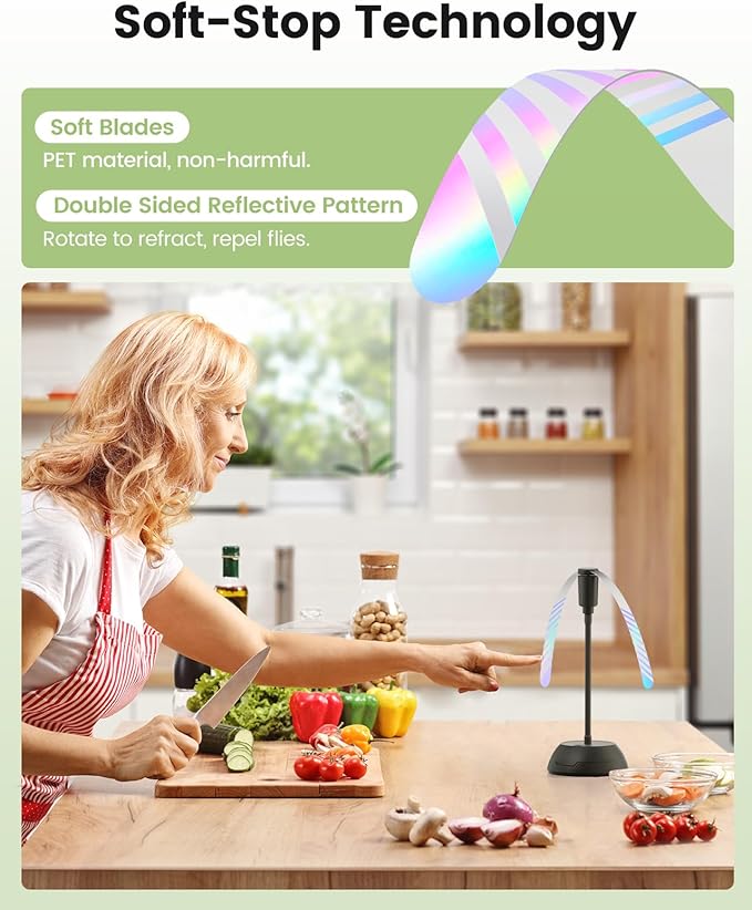 4Pack Food Fan for Table, AA Battery Powered, Portable Fan with Flexible Gooseneck and Soft Blades, Soundless Table Fan for BBQ, Picnic, Party, Patio (Non-rechargeable,Black)