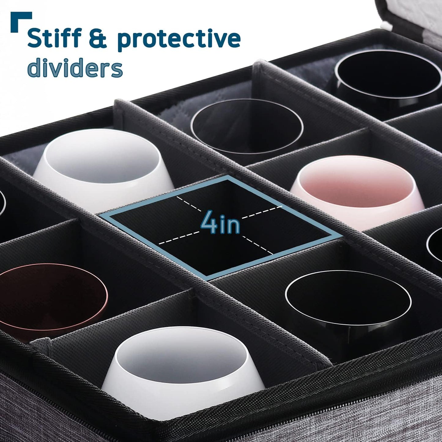 Wine Glass Storage Box with Dividers, 2 Pack Stackable Stemware Storage Cases, Service of 12 Glassware Storage Containers, Quilted China Storage Containers Hard Shell for Moving and Seasonal Storage