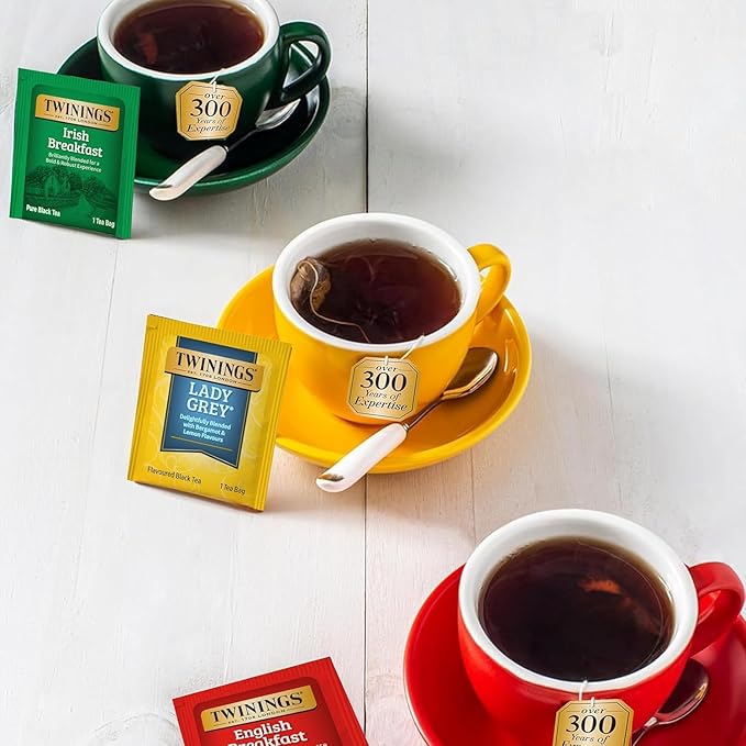 Twinings Tea Bag Sampler Variety with White Wooden Organizer (60 Count) 40 Different Flavours, Gift for Tea Lovers: Women, Men, Mom, Dad, Family, Friends, Couples