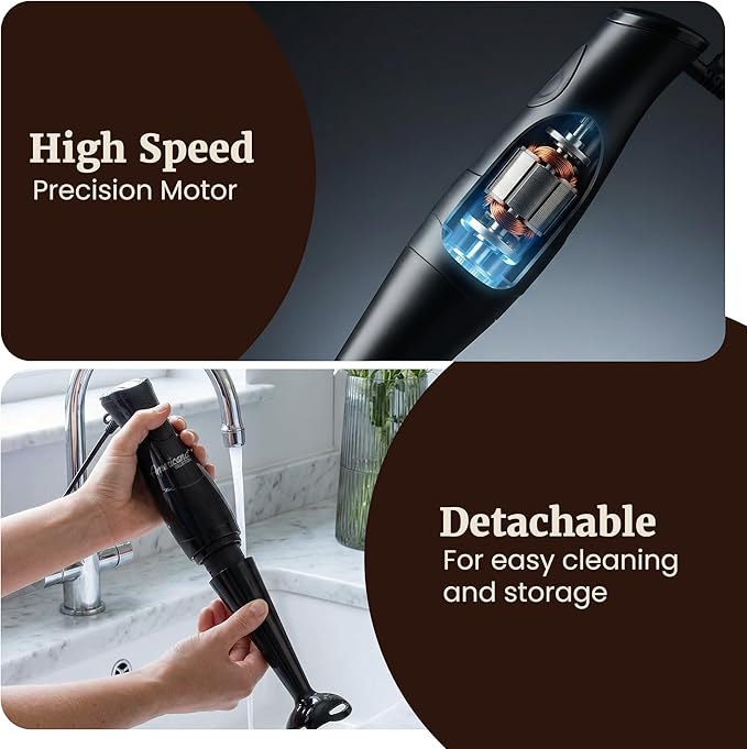 Elite Gourmet EHB2425B Electric Immersion, Mixer, Chopper, 1-Touch Control Hand Blender, 150 Watts, Black