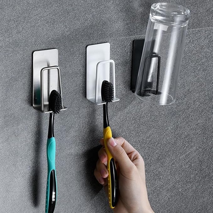 BAIEUEJO 4PCS Mug Hooks Wall-Mounted Mug Holder, Coffee Cups Holder Hanger no Drilling,Toothbrush and Cup Organizer,Storage Hooks for Kitchen, Living Room, Office (White-1cup)