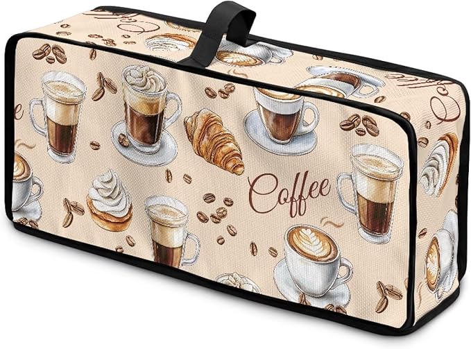 Toaster Cover Coffee Theme Toaster Cover 2 Slice Long Slot Beige Slim Dustproof & Water-Resistant Dust Covers for Toasters 2 Slice Long Slot, Decor Kitchen Appliance Covers