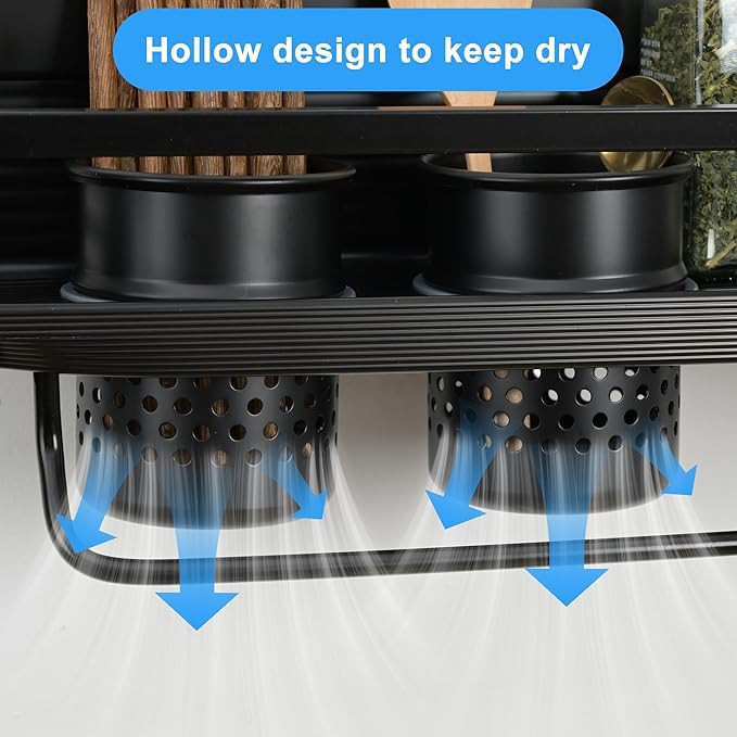 Kitchen Utensils Hanging Rack，19”d Hanging Storage Rack with Hooks, Cutlery Knife Holder for Seasoning,Cookware,Cutlery,Towel