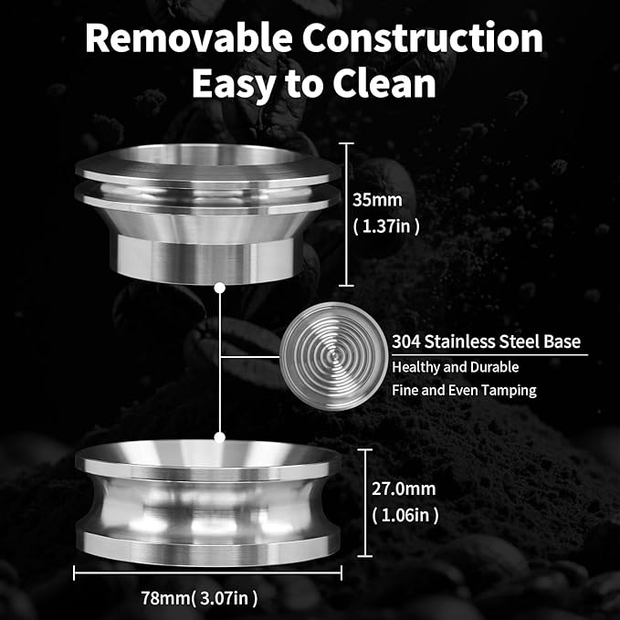 Coffee Tamper for 4 Cups to 6 Cups Moka Pot, 304 Stainless Steel Espresso Dosing Funnel Set, Coffee Distributor Leveler Compatible with Italian Espresso Stovetop Moka Pot, Silver
