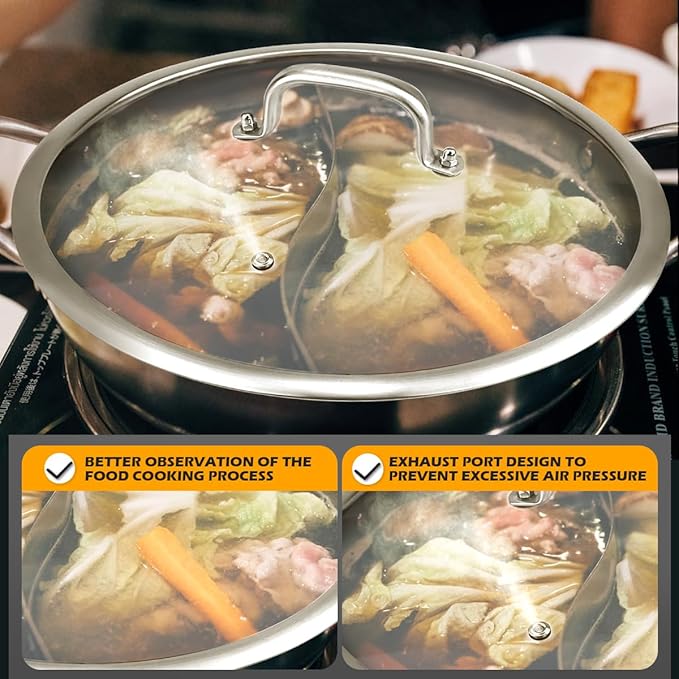 Universal Pan Lid 32cm/12 Inch - Tempered Glass Lid for Pots Pans Skillets Cooking Lids with Handle, Shatterproof Cover for Cast Iron & Silver Cookware