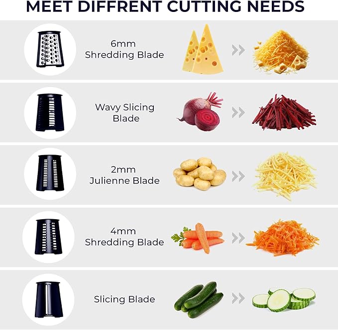 Chef Power Premium Quality 5 in 1 Cheese Grater Hand Crank - Stainless Steel Rotary Cheese Grater for Effortless Grating - Durable and Ergonomic Design for Professional and Home Use (Violet)