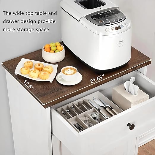10 Gallon Tilt Out Trash Cabinet –Hidden Wooden Garbage Recycling Cabinet,Pet Proof Trash Can Holder with Storage for Kitchen Bathroom Living Room White