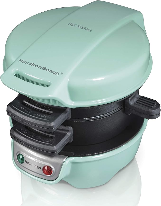 Hamilton Beach Breakfast Sandwich Maker with Egg Cooker Ring, Customize Ingredients & Breakfast Sandwich Maker with Egg Cooker Ring, Customize Ingredients