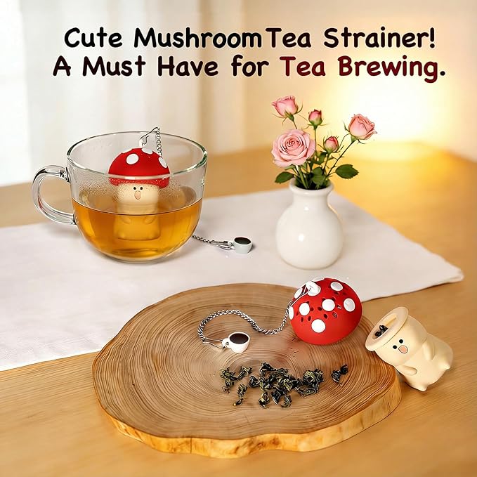 Mushroom Tea Infuser Tea Strainers For Loose Tea Cute Tea Infuser Tea Accessories For Tea Lovers Cute Kitchen Accessories Mushroom Gifts