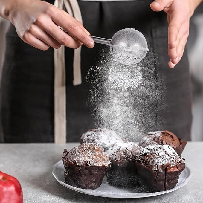 Powdered sugar shaker duster, flour dispenser for bread baking, rice flour sifter, sourdough bread baking supplies, versatile flour duster for baking, ideal for powdered sugar and flour distribution