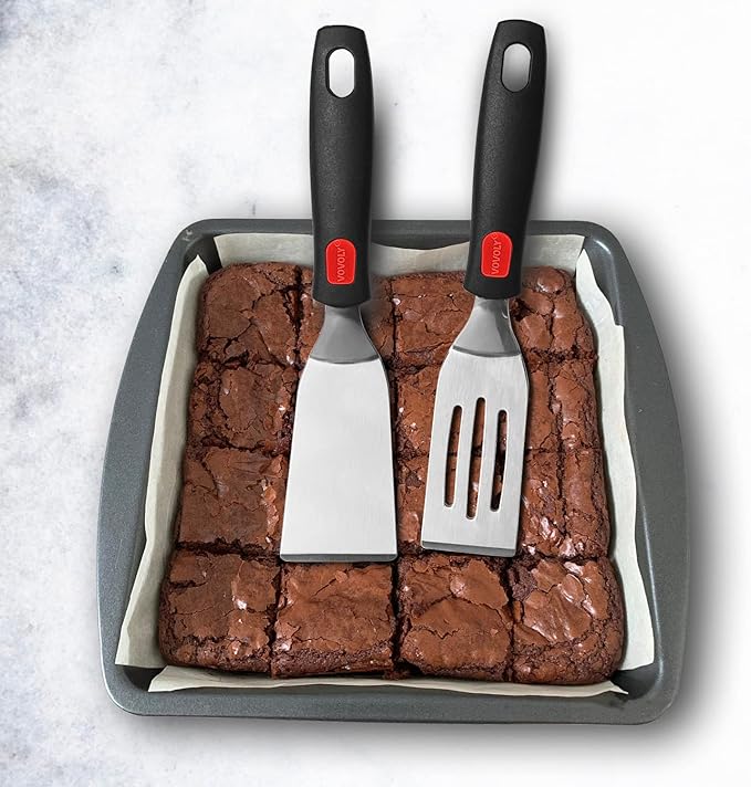 Professional Mini-Serving Spatula Set, Stainless Steel Cutter and Serve Turner for Serving, Flipping or Cooking, Ideal for Brownies, Tiramisu, Cakes, Lasagna or Cookie etc.