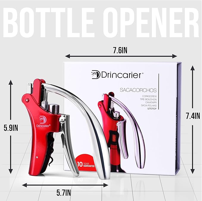 Vertical Lever Corkscrew with Non-Stick Worm, Compact Rabbit Wine Opener Wine Bottle Opener with built-in Foil Cutter