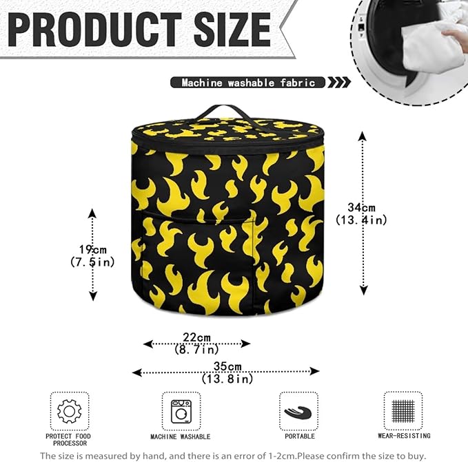 Electric Pressure Cooker Storage Bag Smooth Flat Surface Electric Pressure Cooker Insulation Handbag Home Decorations, Yellow Flame Print