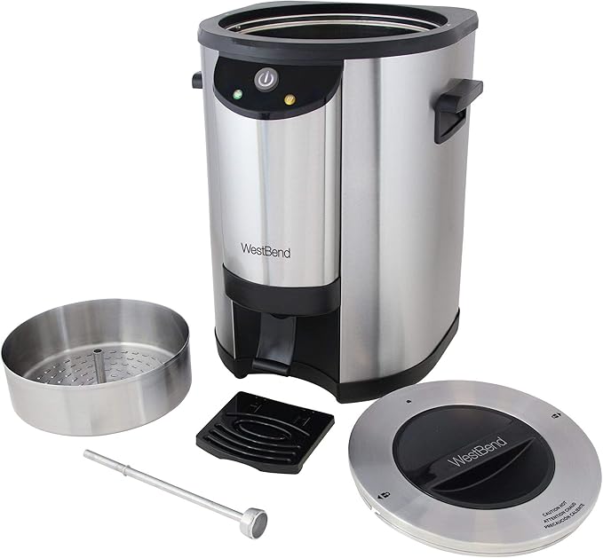 West Bend 57042 Coffee Urn Double Walled Stainless Steel Features Automatic Temperature Control Large Capacity with Fast Brewing and Easy Clean Up NSF Certified, 42-Cup, Silver