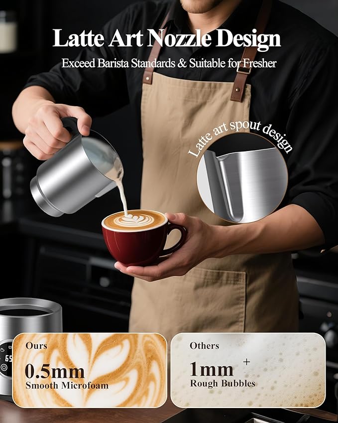 Electric Milk Frother: 16.9oz/500ml Large Capacity Dishwasher Safe Milk Steamer for Hot & Cold Milk Froth - Automatic Milk Frother & Warmer for Latte, Cappuccinos, Macchiato, Hot Chocolate