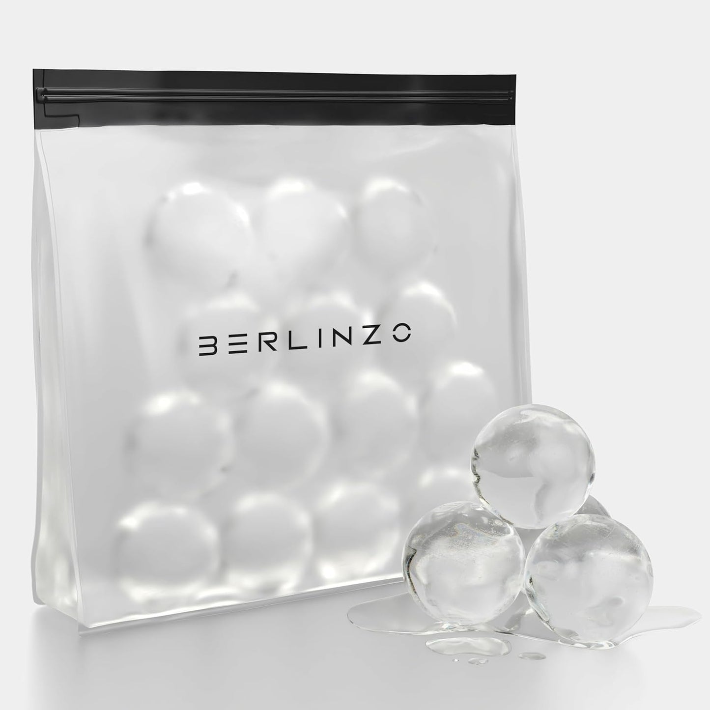 BERLINZO Large Reusable Ice Storage Bag - Freezer Safe Leak Proof Silicone and Plastic-Free Lunch Bag for Ice and Food Storage - BPA-Free XL Size