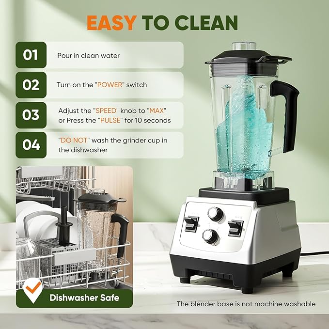 Countertop Blender, 2000W High-Power Smoothie Blender with 68oz BPA-Free Jar, 28,000 RPM, Variable Speed & Pulse, 8-Blade Stainless Steel, Tamper Included, Quick Self-Cleaning, Dishwasher-Safe Jar