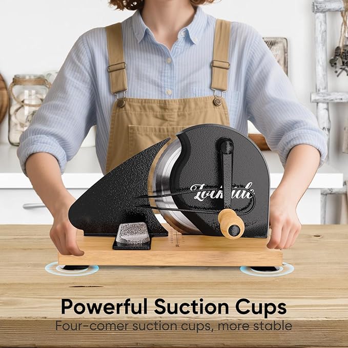 Upgrade Manual Bread Slicer for Homemade Sourdough - Adjustable Thickness & Evenly Slice, Bread Slicer with Scale Lines, Hand Crank, Suction Cups and Bread Guide for Sandwiches, Toast, Bagel, Baguette