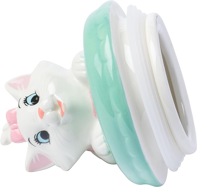 Silver Buffalo Disney The Aristocats Small Sculpted Ceramic Snack Jar Featuring Marie, 4” x 4.85” x 7.3”