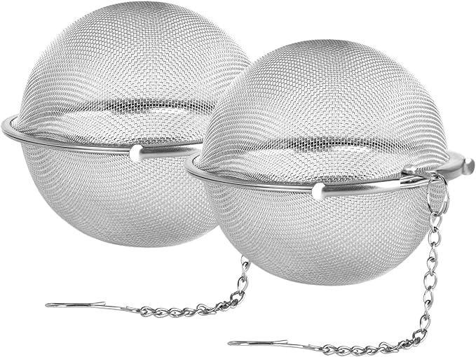 Fu Store 2pcs Stainless Steel Mesh Tea Ball 3.55 inches Tea Strainers Teas Infuser Strainer Filters for Teas