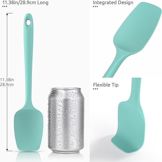 U-Taste 18/8 Stainless Steel Measuring Cups and Spoons Set of 12 and 600ºF Heat Resistat Silicone Flexible Baking Spoon Spatula & Cooking Scoop Spoonula (Aqua Sky)