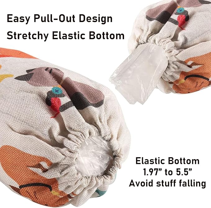 2Pcs Cat Plastic Bag Holder for Kitchen Essentials, Reusable Hanging Grocery Bag Organizer, Washable Large Grocery Trash Bags Storage Dispenser