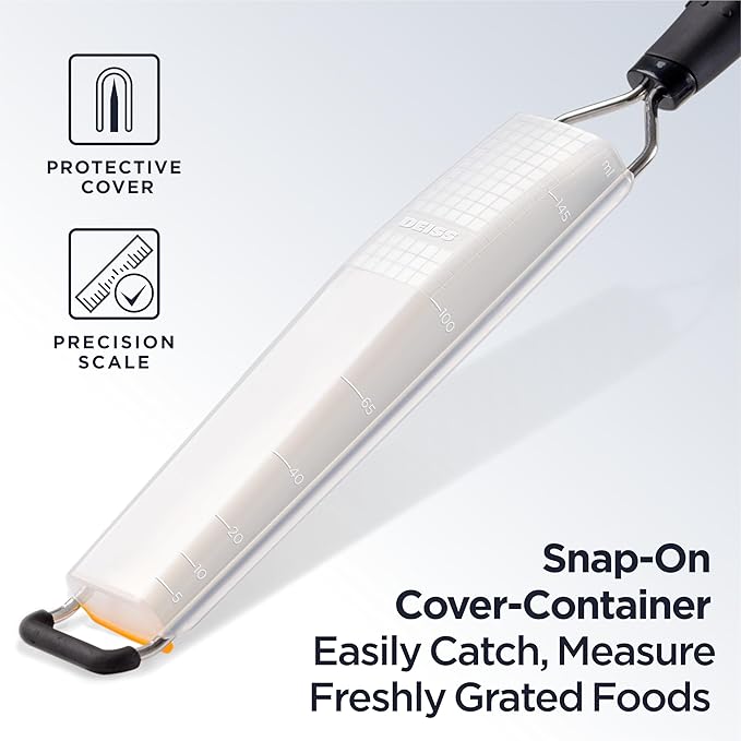 Deiss LUX Fine Grater & Lemon Zester, Parmesan Cheese Grater Handheld - Spices, Citrus Fruits, Hard Cheeses, Garlic, Chocolate, Nuts, Ginger, Vegetable Shredder