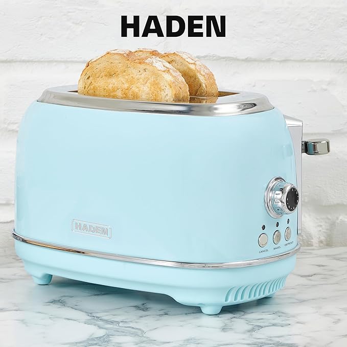 Haden Heritage 1.7 Liter Stainless Steel Electric Tea Kettle with Heritage 2 Slice Wide Slot Stainless Steel Bread Toaster, Turquoise