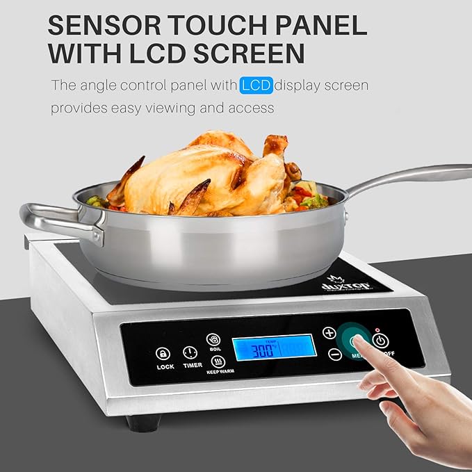 Duxtop Professional Portable Induction Cooktop, Commercial Range Countertop Burner, 1800 Watts Induction Burner with Sensor Touch and LCD Screen, P961LS/BT-C35-D, Silver/Black
