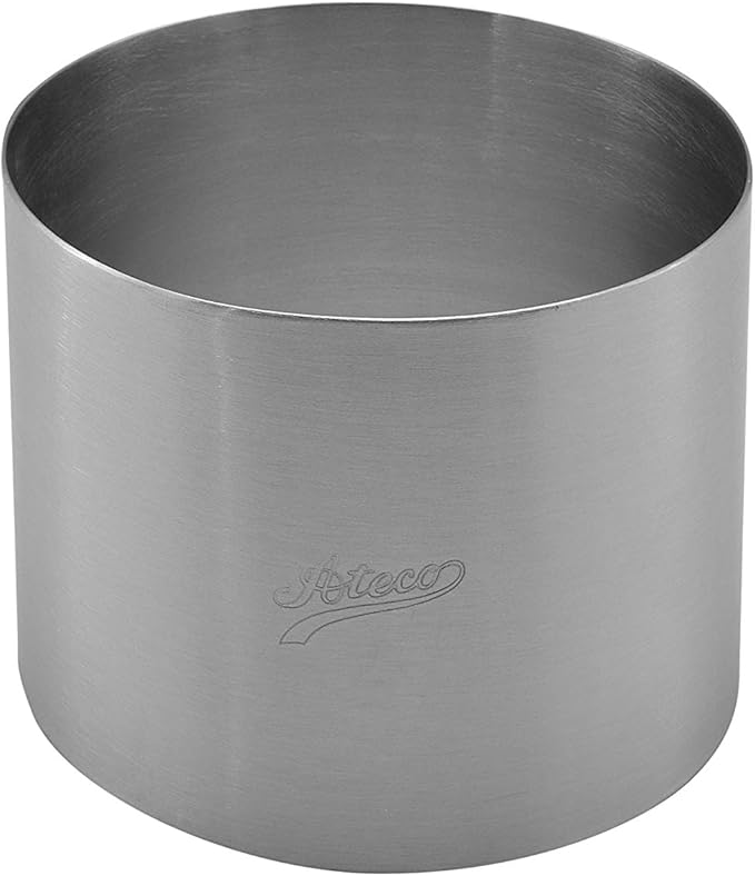 Ateco Round Cake Ring Dessert Mold, 3" High x 4" Diameter, Stainless Steel