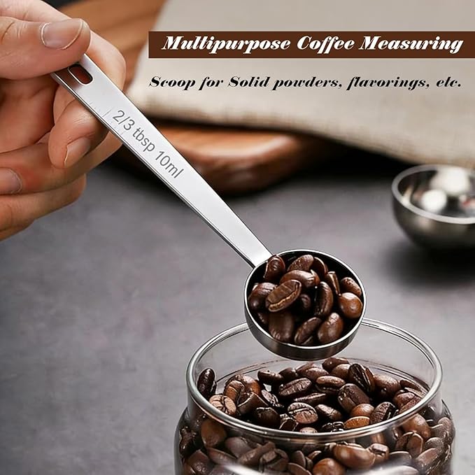 2 Pcs Coffee Scoop, 2 Tablespoon (10ml),Stainless Steel Coffee Spoon with Long Handle, for Milk Powder