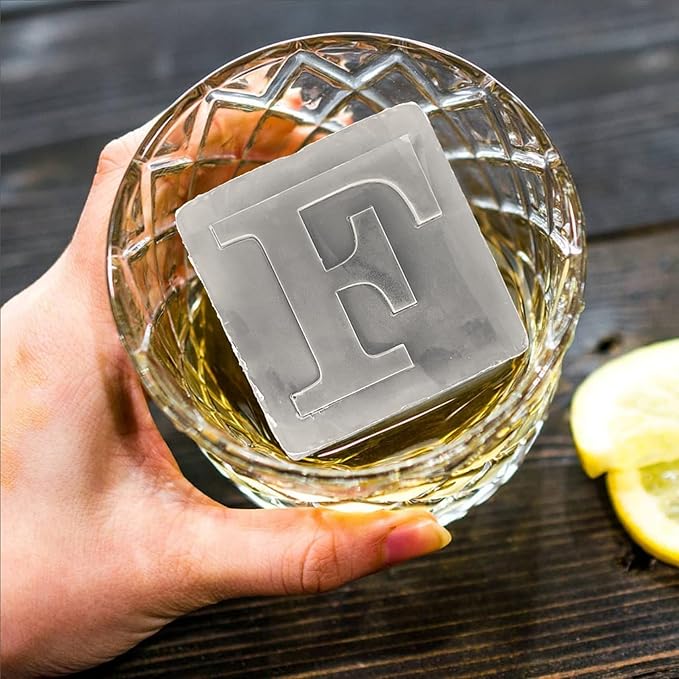 Letter F Monogram Ice Cube Mold Custom Ice Cube Mold 2 Inch Big Initials Silicone Ice Cube Tray Gifts for DAD Gifts for Him