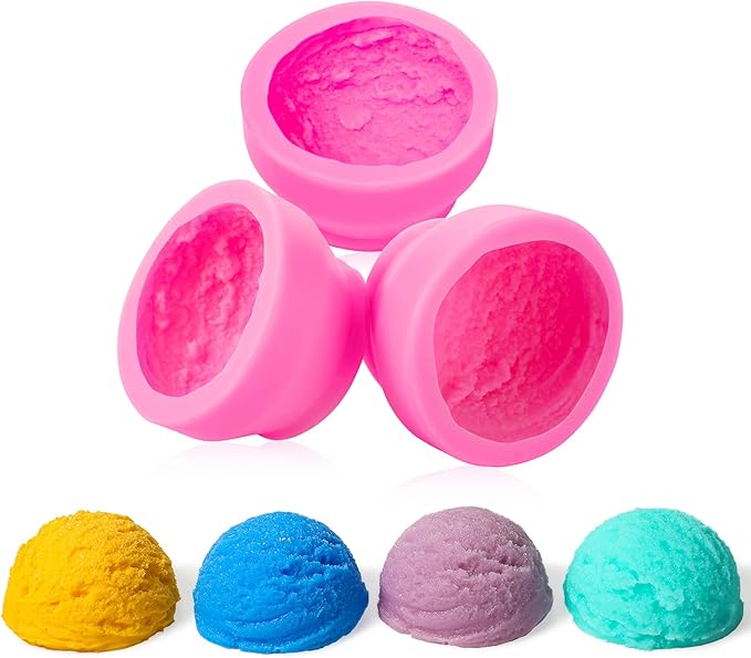 Patelai 3D Ice Cream Ball Shape Silicone Molds Cookie Pastry Mould Candle Soap Clay Mold for Wedding Cake Chocolate Dessert Pudding Mousse DIY Kitchen Baking(3 Pieces)