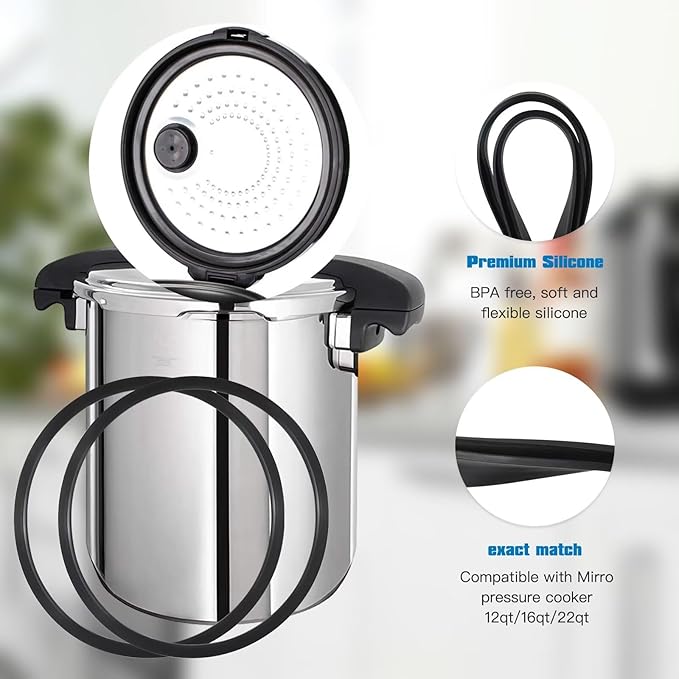 2025 Upgrade 2pcs Pressure Cooker Sealing Ring 12.6in. 32cm for Mirro 12qt/16qt/22qt, Repl.#S-9882 Pressure Canner Gasket for Models M-0512, M-0522, M-0312, M-0406, M-0416, M-0526 and M-0622
