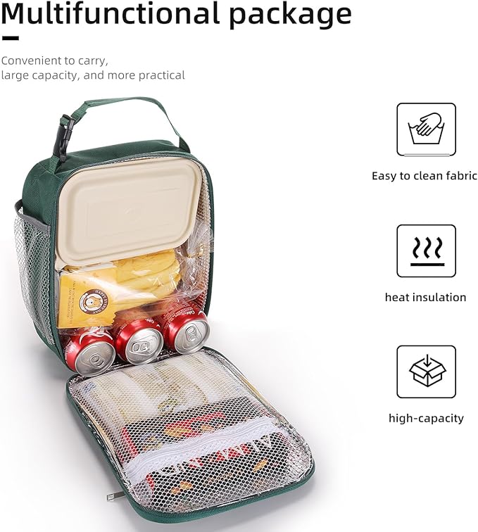 Lovoeo Lunch box Lunch bag for men women Insulated Lunchbox Lunch bags for Work Picnic Travel(Deep green)