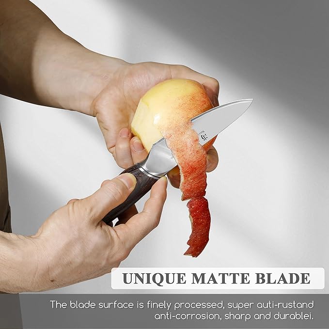 SHANGDAO 3.7 inch Paring Knife, 3 Layers VG10 Alloy Steel Fruit Vegetable Peeling Knives, Pakkawood Handle, Razor Sharp Small Kitchen Knife with Gift Box