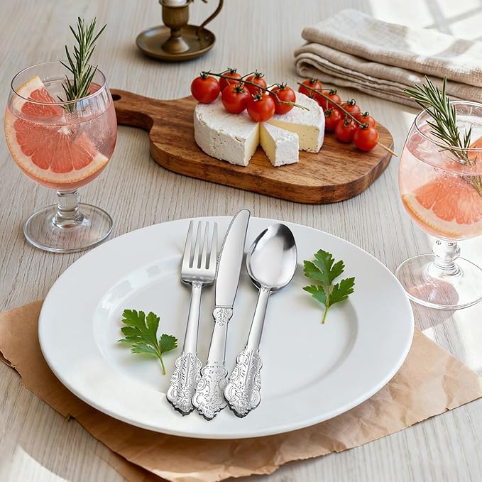 WDF 360 Pieces Silver Plastic Silverware- Disposable Flatware - Heavyweight Plastic Cutlery- Includes 120 Forks, 120 Spoons, 120 Knives for Christmas