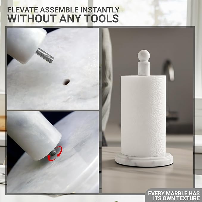 Paper Towel Holders Handmade Marble Paper Napkin Dish Towel Holder - Towel Kitchen Storage Roll Paper Towel Holder Stand - Towel Storage Organizer, Oceanic
