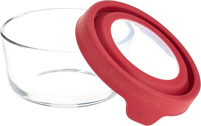 Anchor Hocking TrueSeal Glass Food Storage Container with Airtight Lid, Cherry, 2 Cup,91844AMZ