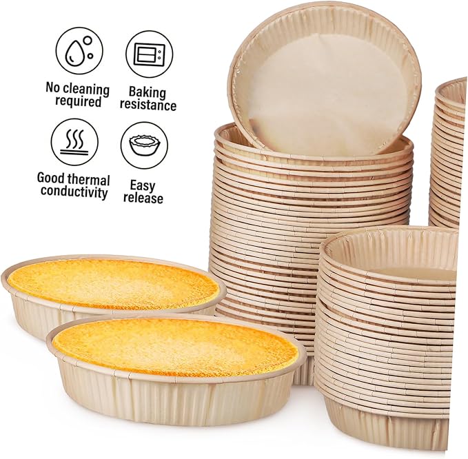200pcs Round Bottom Tart Pans Mini Tart Pans for Baking Oven Microwave Safe Non-stick Baking Cups