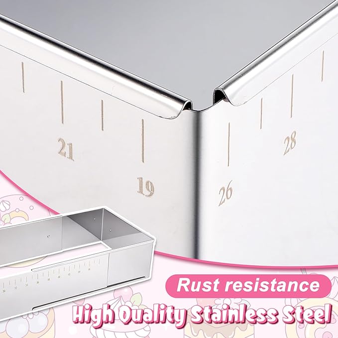 Rectangular Mousse Cake Mold, Stainless Steel Heavy Duty Adjustable Rectangle Shaped Cake Cutter Tiramisu Pan Extensible Pastry DIY Baking Tool for Baking Accessories - 10 * 7in
