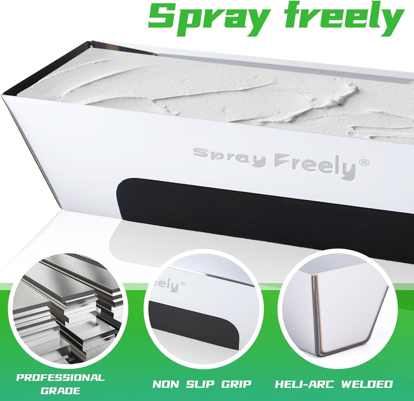 Drywall Mud Pan, Stainless Steel Mud Pan, Sheared Edges for Easy Knife Cleaning, Perfect Size for Larger Drywall Knife, Suitable For Mortar, Mixing Cement, Putty And Paint (12 Inch 2 Pack)