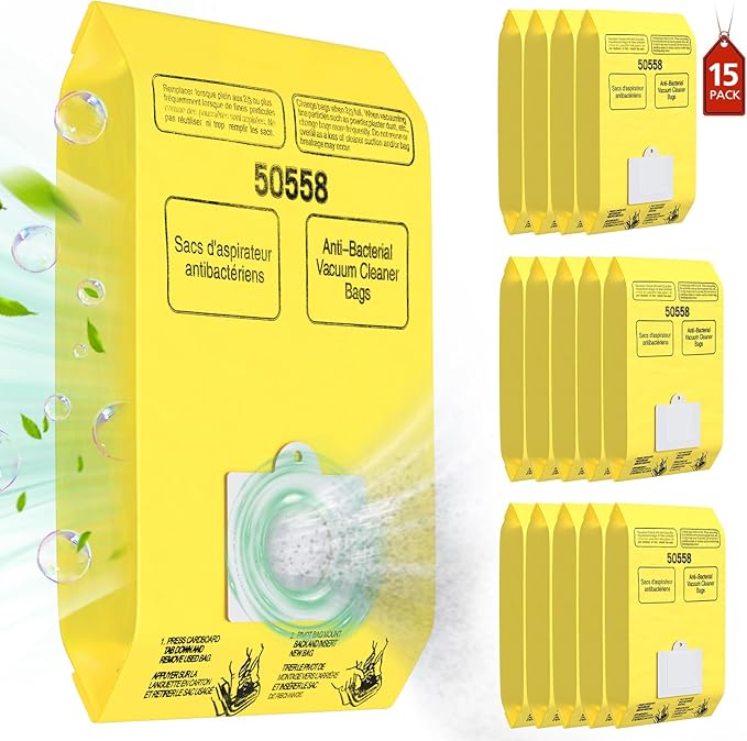 15 Pack Canister Vacuum Cleaner Bags Compatible with Kenmore Canister Type C/Q 5055, 50555, 50557, 50558 and Type C-5, C-18, 53292, 200 Series, 400 Series, 600 Series, 700 Series, 800 Series Vacuum