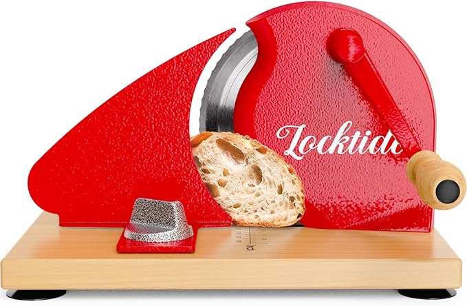 Manual Bread Slicer for Homemade Sourdough Bread, Hand Crank Bread Slicer With Scale Line, Suction Cup and Protective Cover, Adjustable Thickness