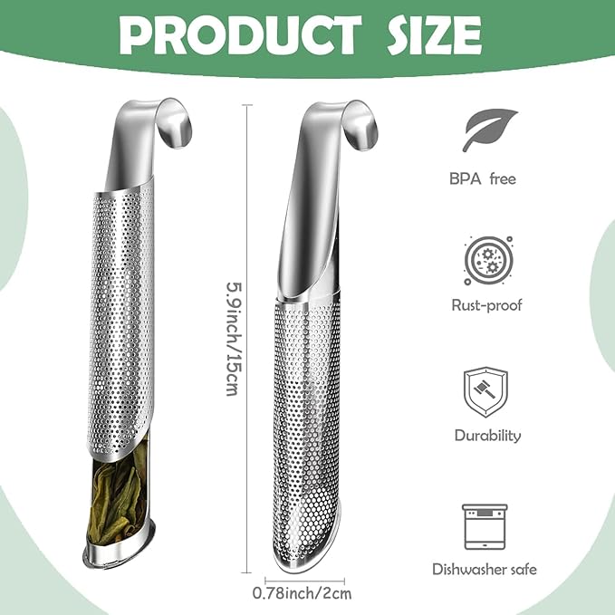 2 Pack Tea Infusers, Extra Fine Mesh Tea Strainer for Loose Tea, Stainless Steel Long Handle Tea Steeper Diffuser for Leaf Tea, Coffee, Spices, Seasonings