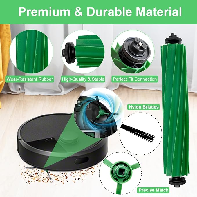 17 PCS Replacement Parts iRobot Roomba Plus 405 Combo/ 505 Combo Robot Vacuum Cleaner, Accessories Kit with 1 Main Brush, 4 Side Brushes, 4 HEPA Filters, 4 Mop Pads, 4 Dust Bags
