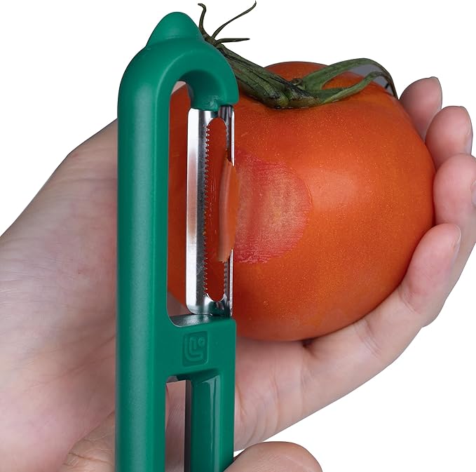 Linoroso 3-Piece Vegetable Peeler Set - Straight, Serrated & Julienne Y-Peeler, Dishwasher Safe, Ideal for Veggies & Fruits, Green